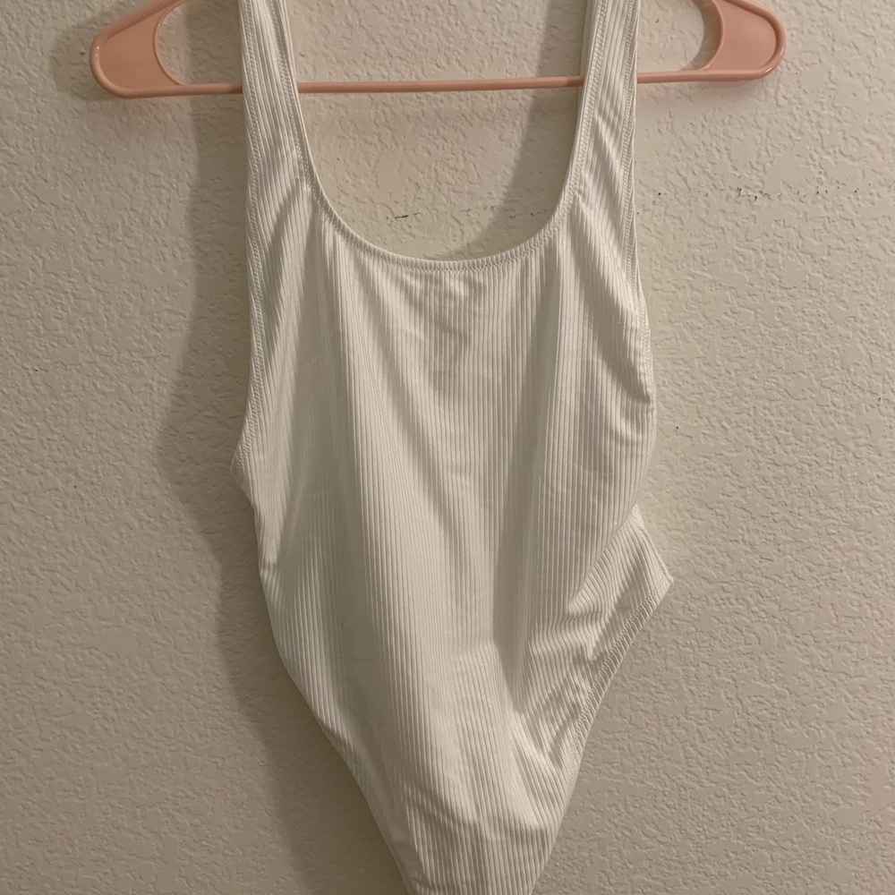 Aerie White Ribbed Swimsuit